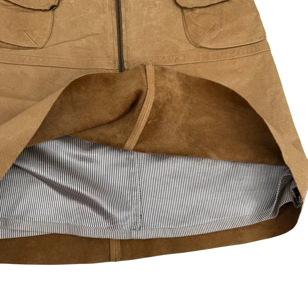 Jakett Distressed Leather Mini Skirt Y2K Style Buttery Soft Medium Boho Festival